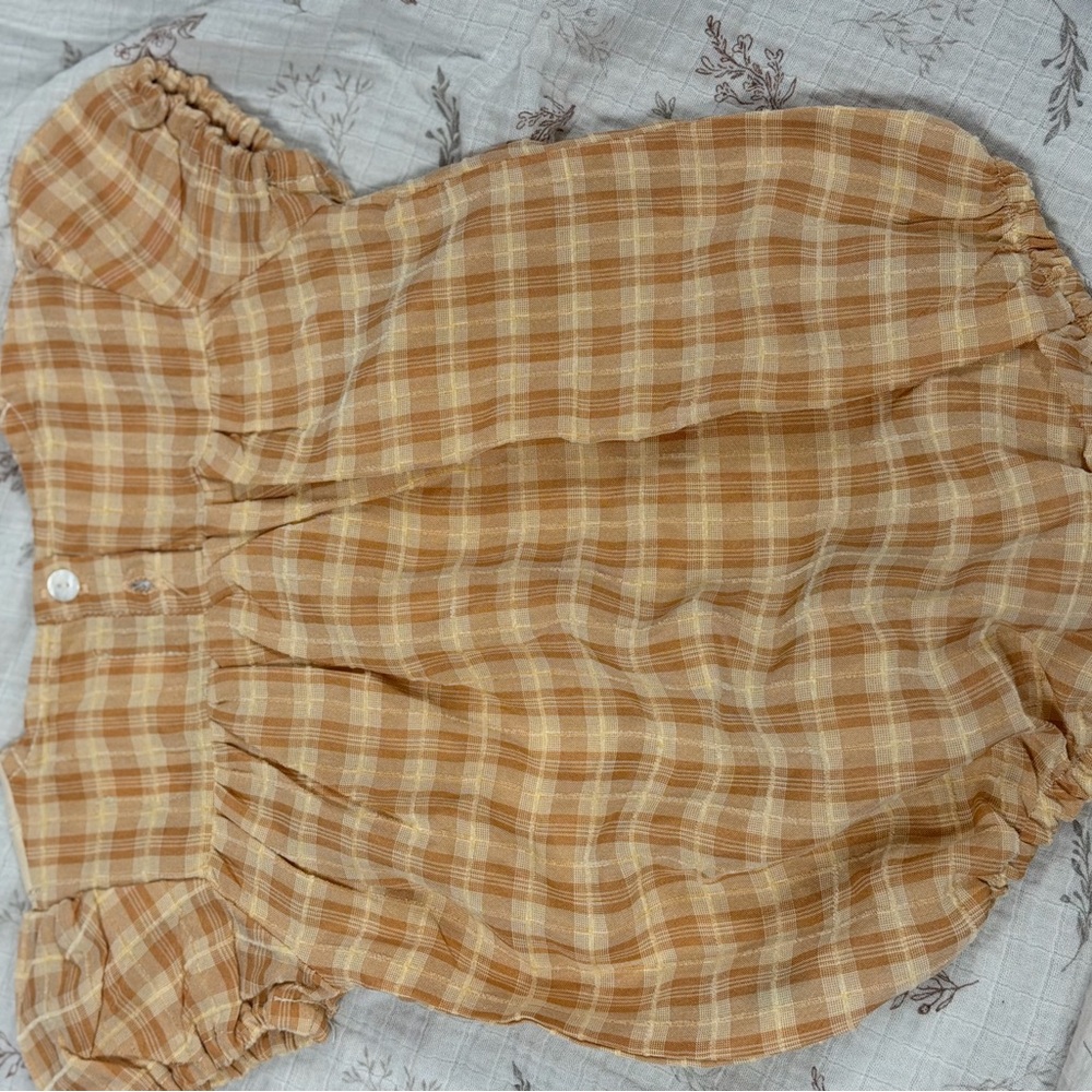 Plaid Beige Kids Bodysuit - Picture 2 of 6